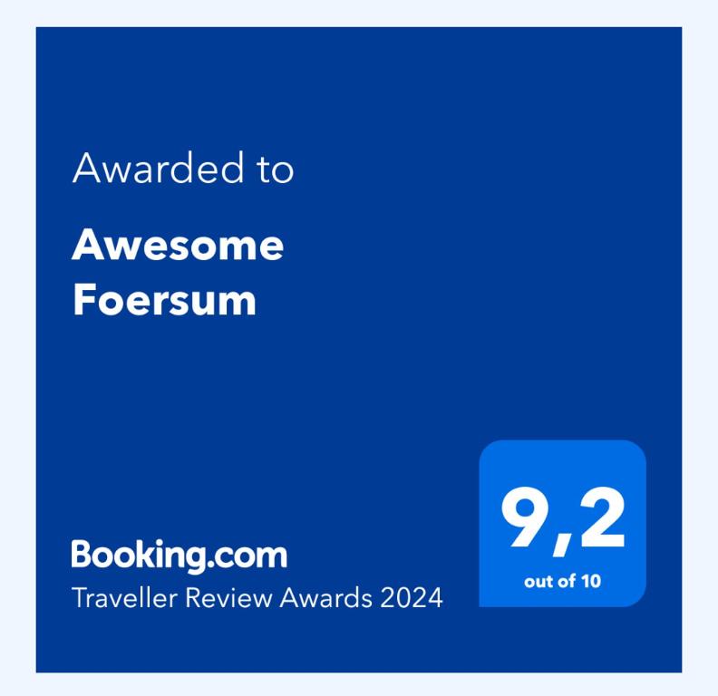 Certifikát, hodnocení, plakát nebo jiný dokument vystavený v ubytování Awesome Foersum
