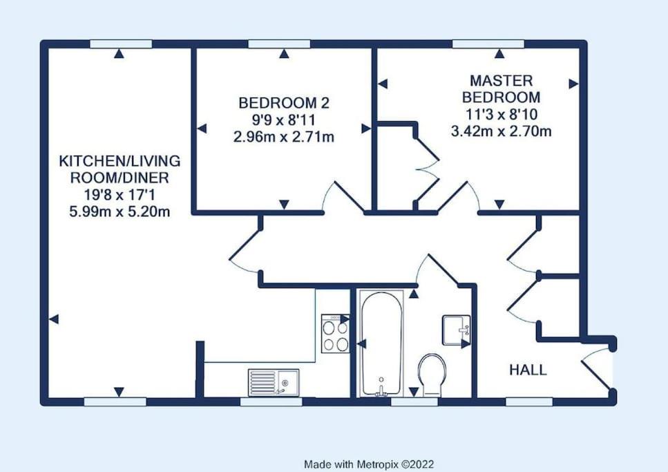 Půdorys ubytování Modern 2-Bedroom Apartment