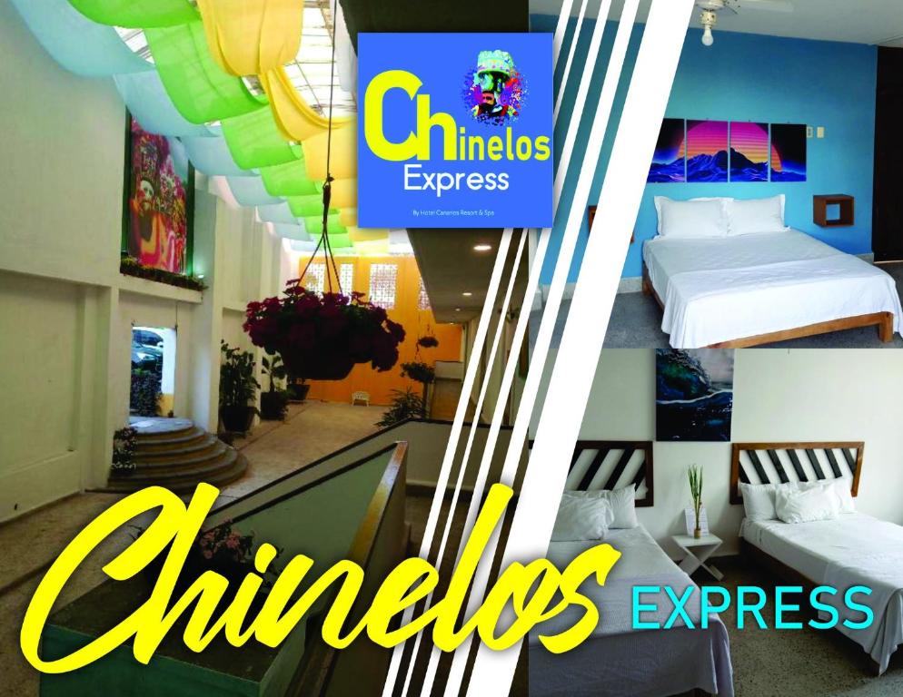een magazine cover van een hotelkamer met een bed bij Chinelos Express Desayuno en cortesia in Cuernavaca