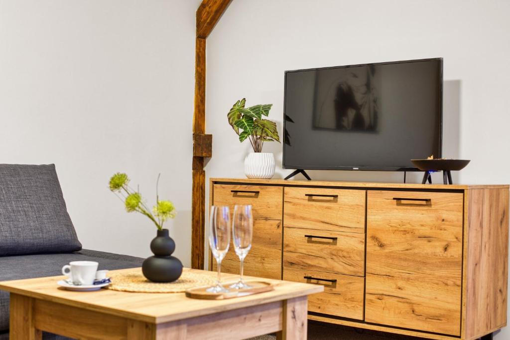 TV a/nebo společenská místnost v ubytování Hotel a Restaurace Růže