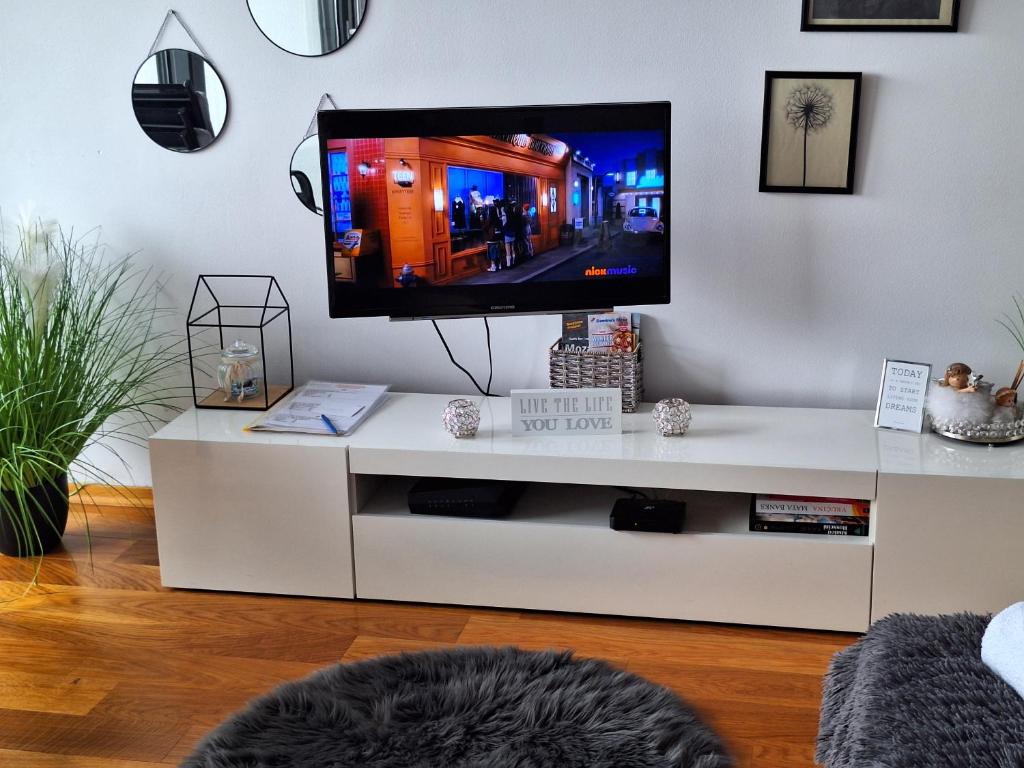 Televízia a/alebo spoločenská miestnosť v ubytovaní Studio apartman Anamaria