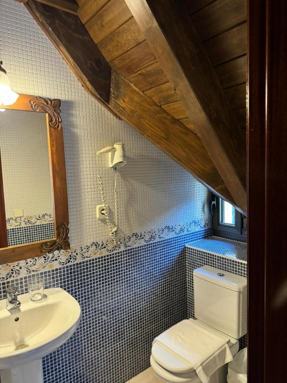 un bagno con un water e un lavandino di Hotel Saueth a Tredós