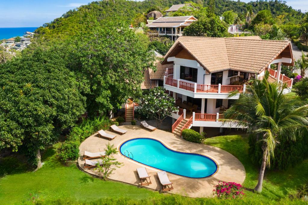 an aerial view of a house with a swimming pool at Viewpoint Residence 2 Bedroom Villa in Koh Samui 