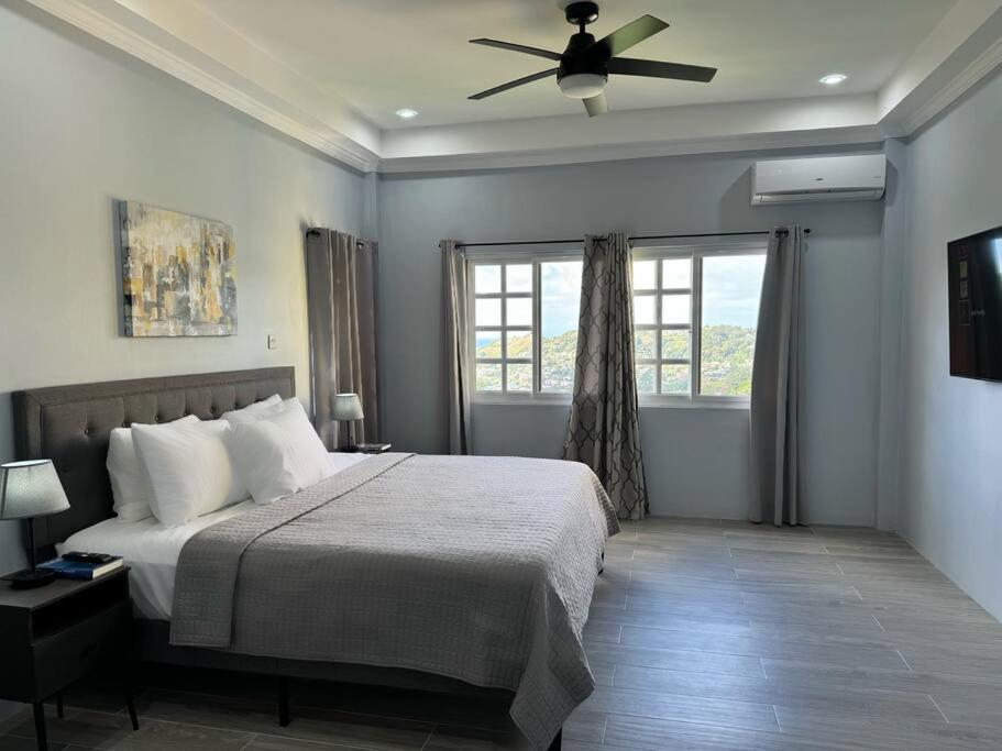 a bedroom with a bed and a ceiling fan at Ridge View in Kingstown