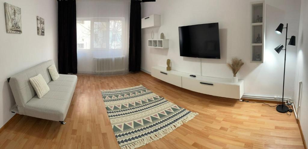 TV a/nebo společenská místnost v ubytování Enjoy Apartment Barlad