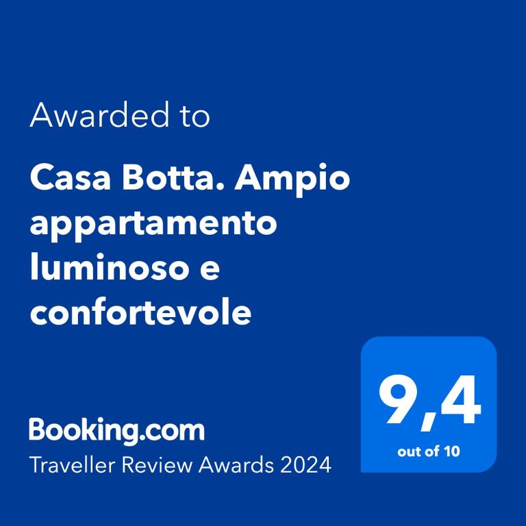 Certyfikat, podpis lub inny dokument wystawiony w obiekcie Casa Botta. Ampio appartamento luminoso e confortevole
