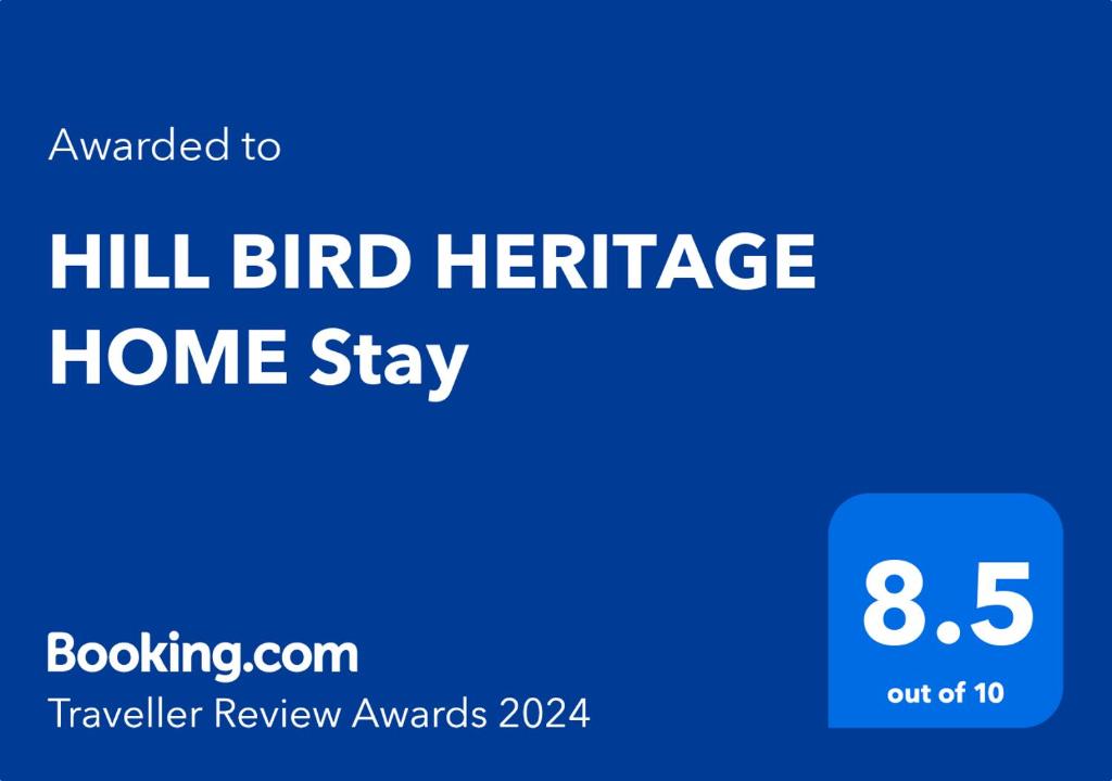 Ett certifikat, pris eller annat dokument som visas upp på HILL BIRD HERITAGE HOME Stay