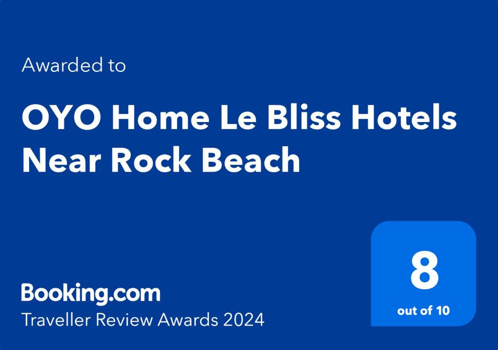 Un certificat, premiu, logo sau alt document afișat la Home Le Bliss Hotels Near Rock Beach