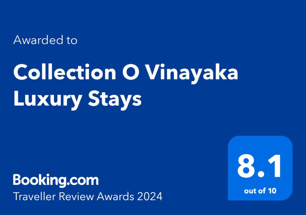 Ett certifikat, pris eller annat dokument som visas upp på Vinayaka Luxury Stays