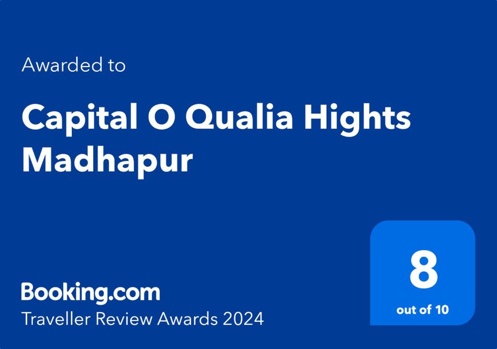 um rectângulo azul com as palavras «capital» ou «quilka flight madrakrap» em Qualia Heights Madhapur Beside Cyber Tower em Hyderabad
