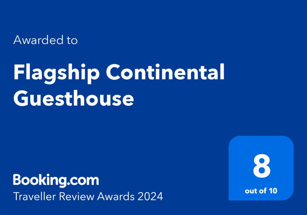 Un certificat, premiu, logo sau alt document afișat la Flagship Continental Guesthouse