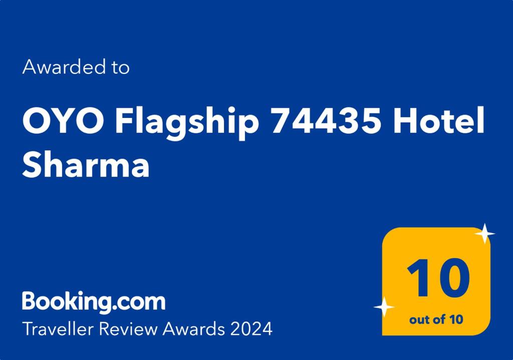 OYO Flagship 74435 Hotel Sharma tesisinde sergilenen bir sertifika, ödül, işaret veya başka bir belge