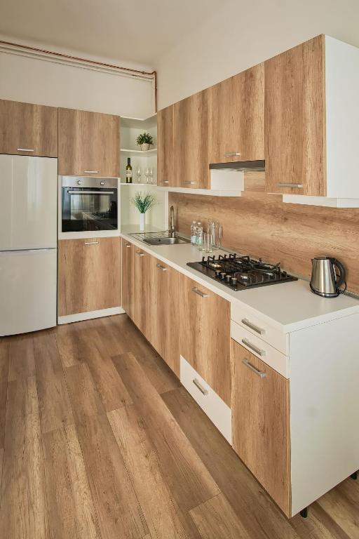Kuchyň nebo kuchyňský kout v ubytování Stodolní Apartment