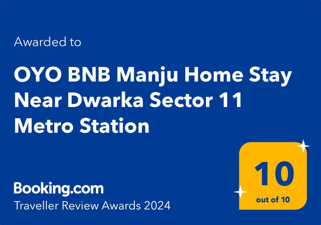 Chứng chỉ, giải thưởng, bảng hiệu hoặc các tài liệu khác trưng bày tại OYO BNB Manju Home Stay Near Dwarka Sector 11 Metro Station