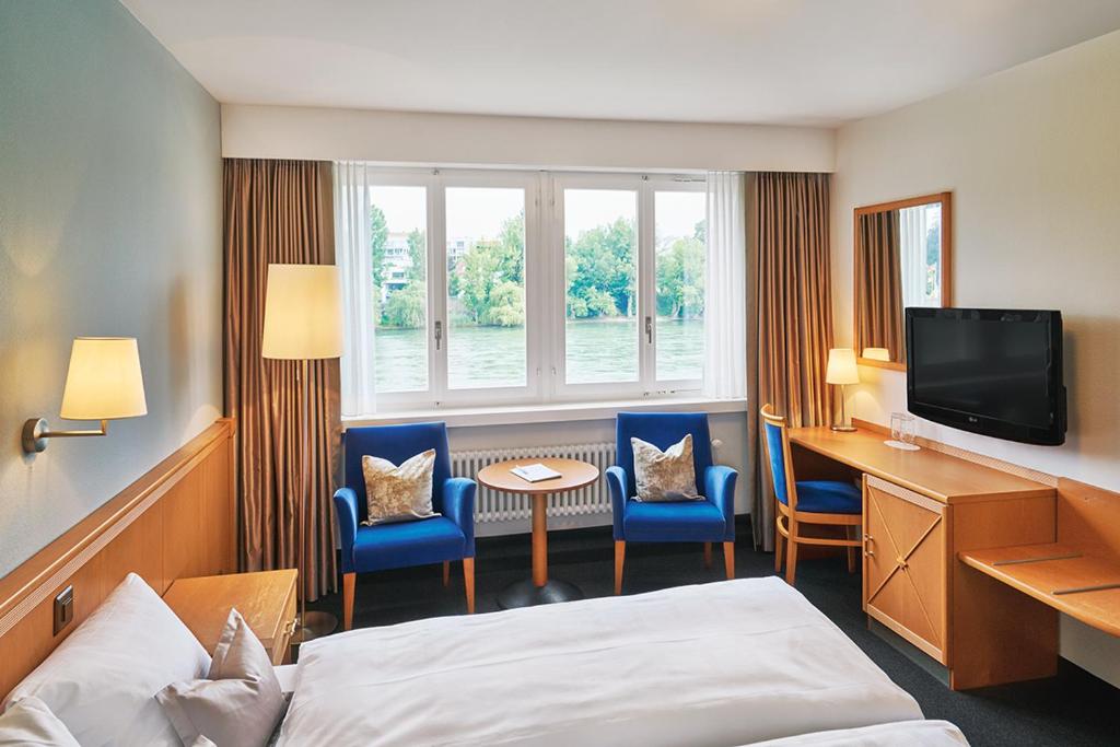 TV a/nebo společenská místnost v ubytování Hotel Schiff am Rhein