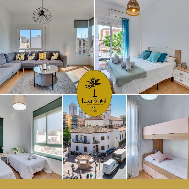 kolaż zdjęć pokoju z wynajmem hotelu w obiekcie LXR Vistahermossa 3BDR. Apt Next to sea w mieście Fuengirola
