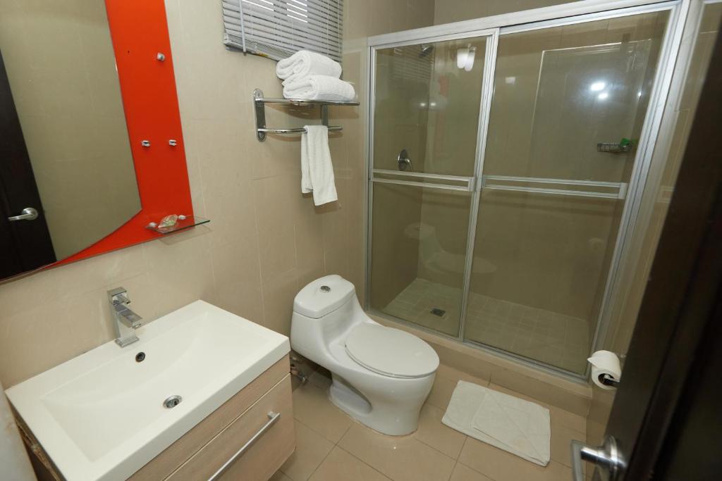 Koupelna v ubytování Metro Hotel Panama