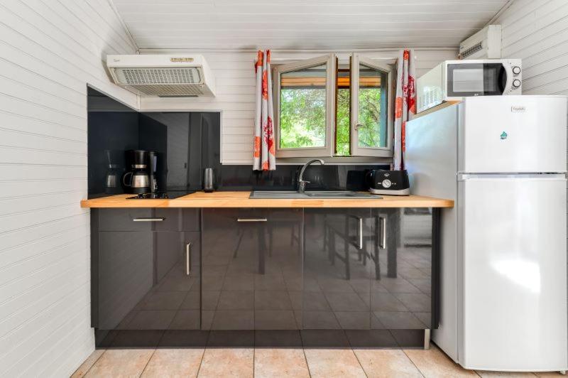 Kuchyň nebo kuchyňský kout v ubytování Camping LA SERRE