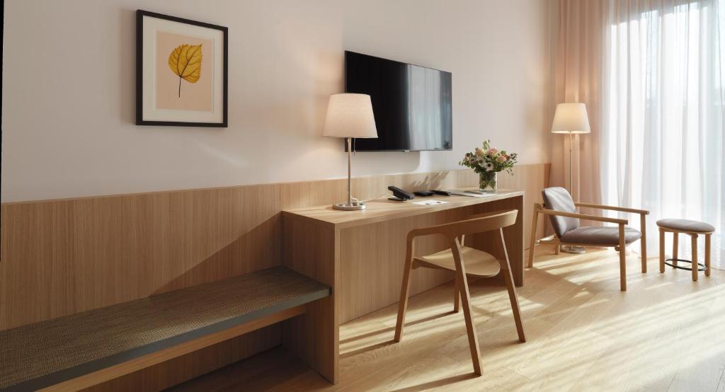 TV a/nebo společenská místnost v ubytování Le Fucine Hotel