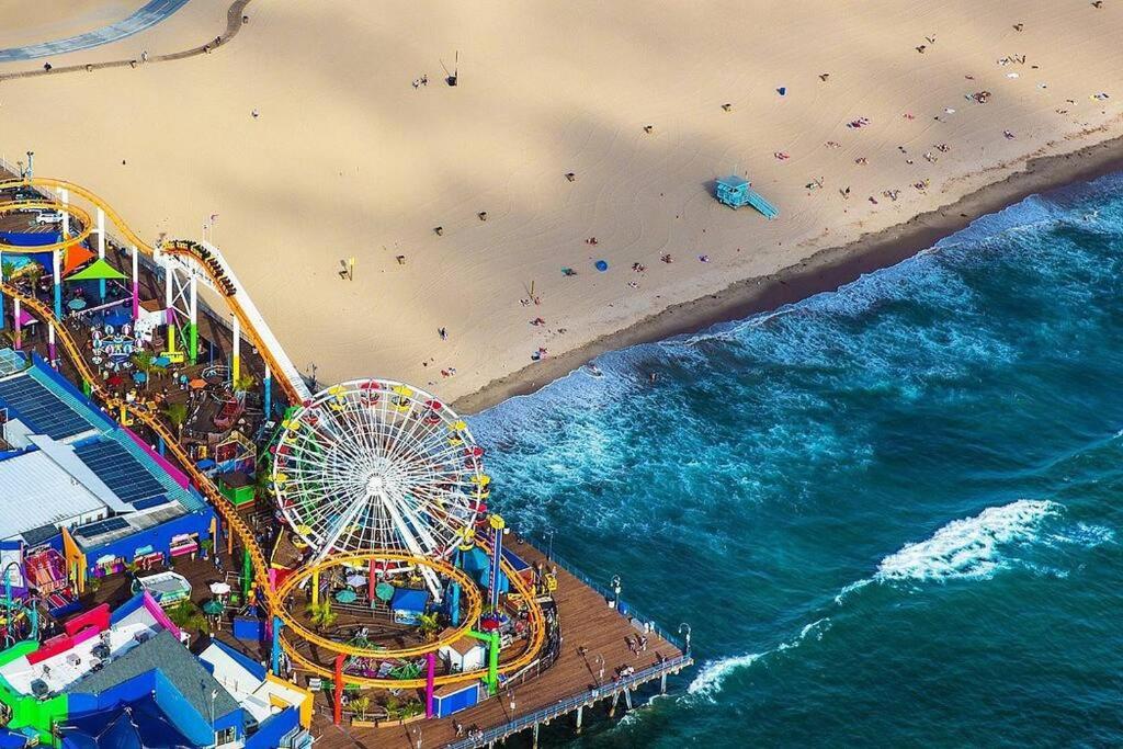an overhead view of a carnival on a beach at Luxury apartment Promenade walk in Los Angeles