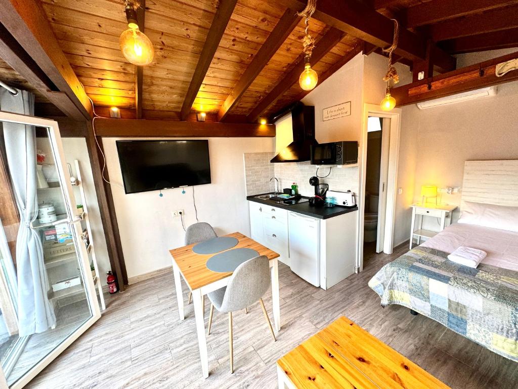 Kuchyňa alebo kuchynka v ubytovaní 3 Casita-Estudio con Jardín en la playa