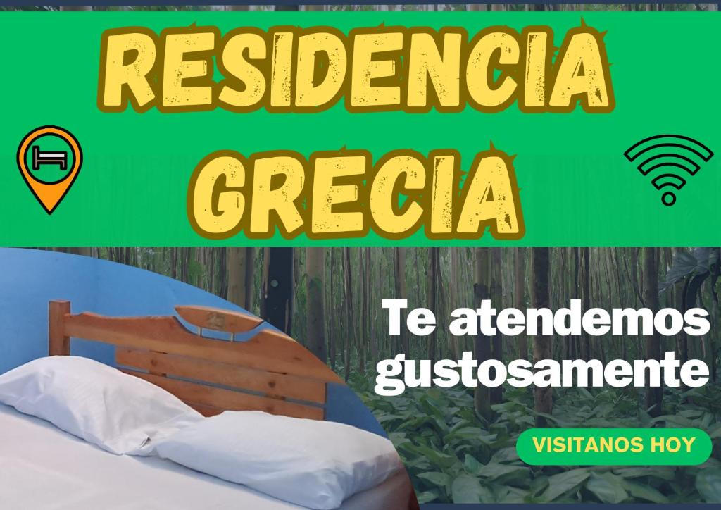a sign that reads reforestation greenica ie attenuated emissions of a bed at Residencia Grecia in Leticia