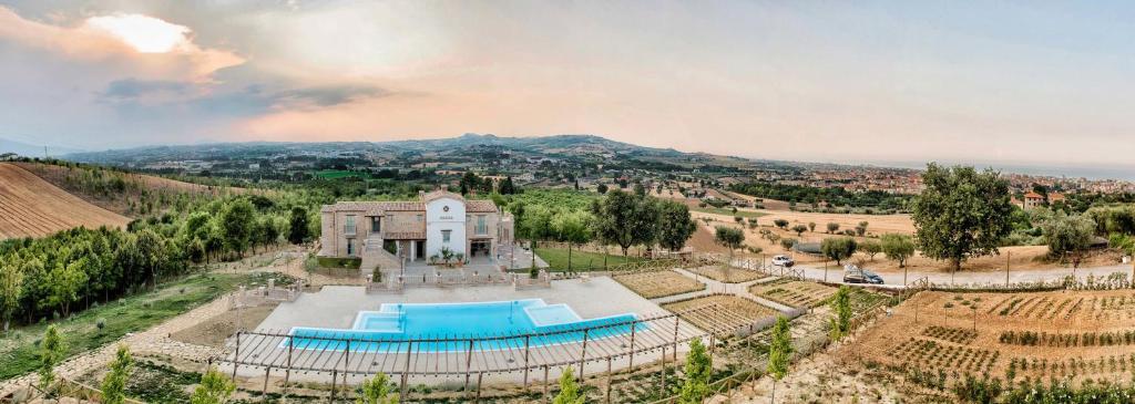 an aerial view of a building in a vineyard at Villa Sant'Angelo in Alba Adriatica