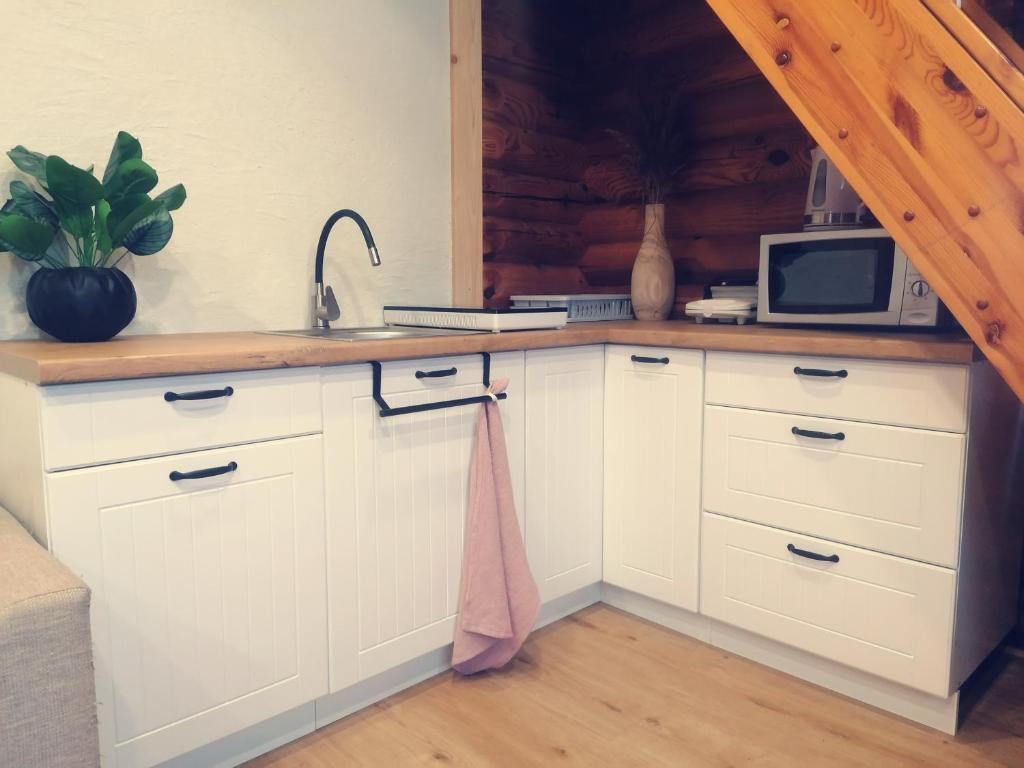 Kuchyň nebo kuchyňský kout v ubytování Tirtsu puhkemaja