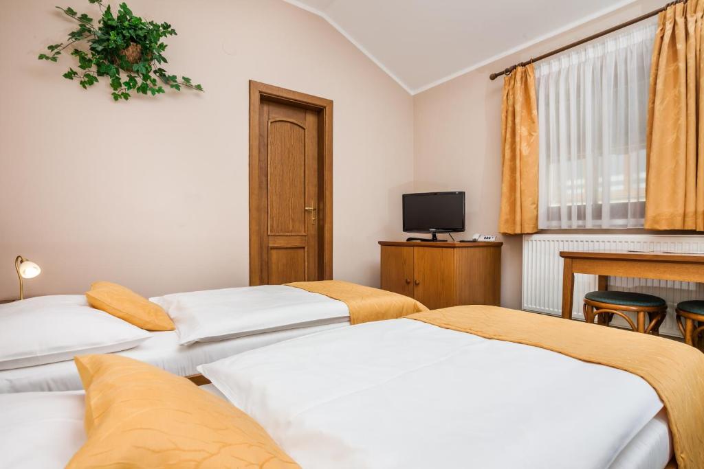 Postel nebo postele na pokoji v ubytování Hotel Jelínkova vila