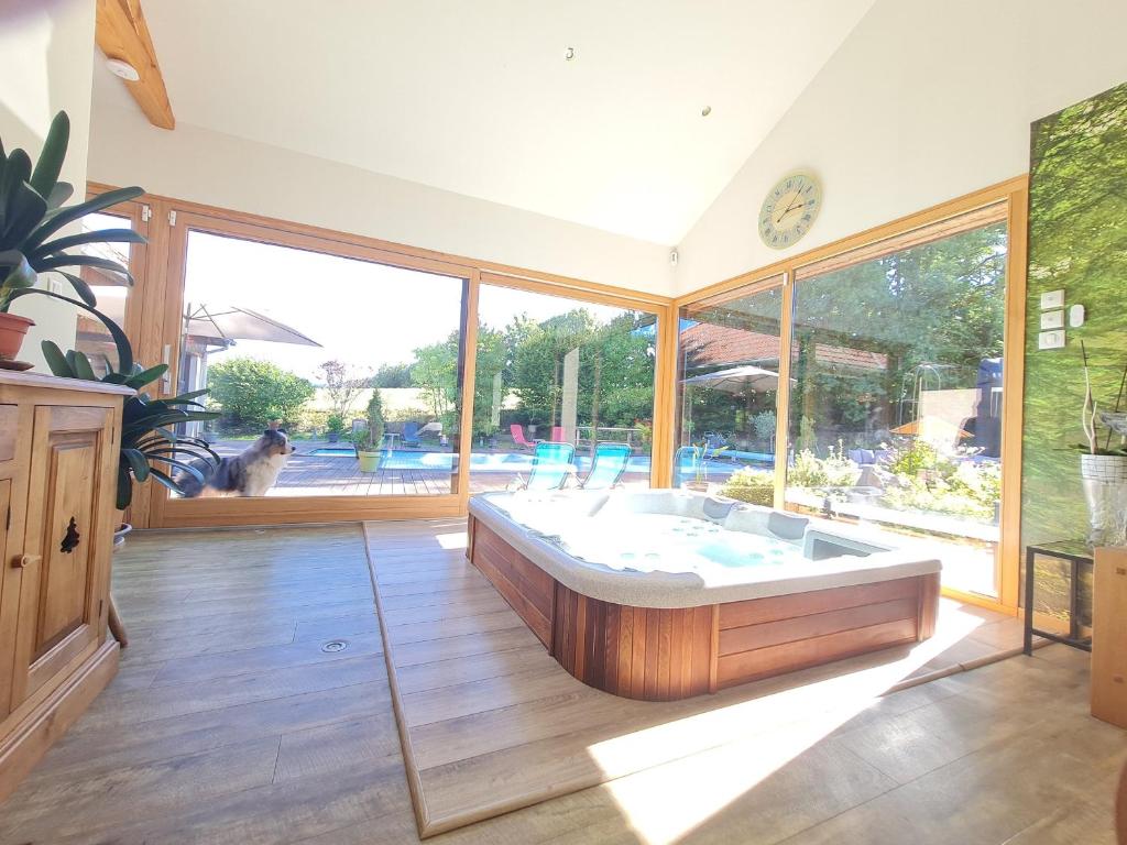 Chambres Familiales Confort avec Spa, Jacuzzi, Piscine et Vélo à Anould - FR-1-589-492