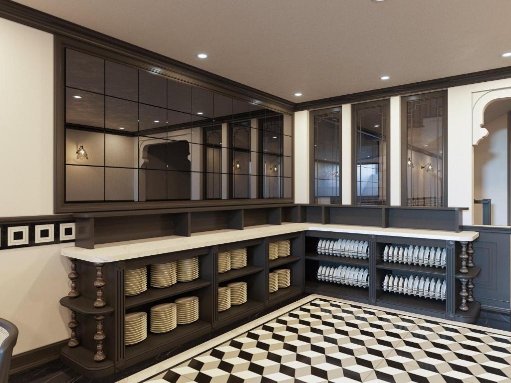 Kuchyň nebo kuchyňský kout v ubytování Aquarius Premium Hotel