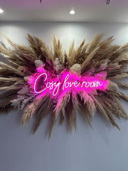 Um sinal rosa que diz que o amor cigano volta em Cosy love room em Le Plessis-Belleville