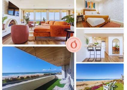 a collage of photos of a hotel room at Manhattan Beach as your Backyard The Strand in Manhattan Beach