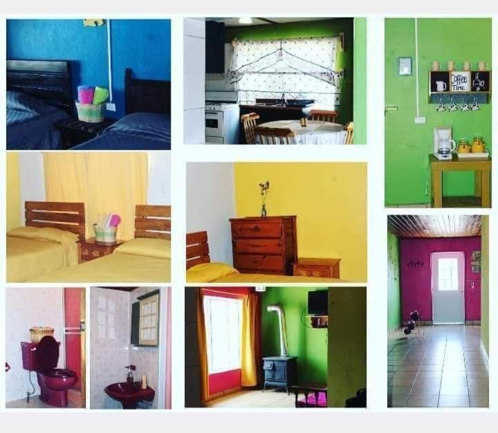a collage of different pictures of different rooms at Posada Casa del Abuelo. Creel, Chih. in Creel