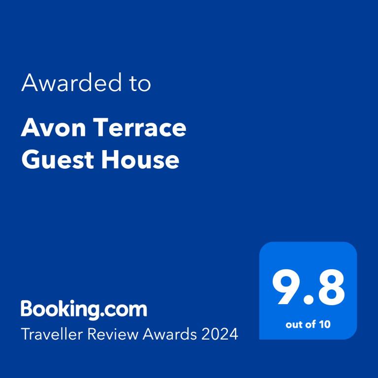 Certifikát, hodnocení, plakát nebo jiný dokument vystavený v ubytování Avon Terrace Guest House