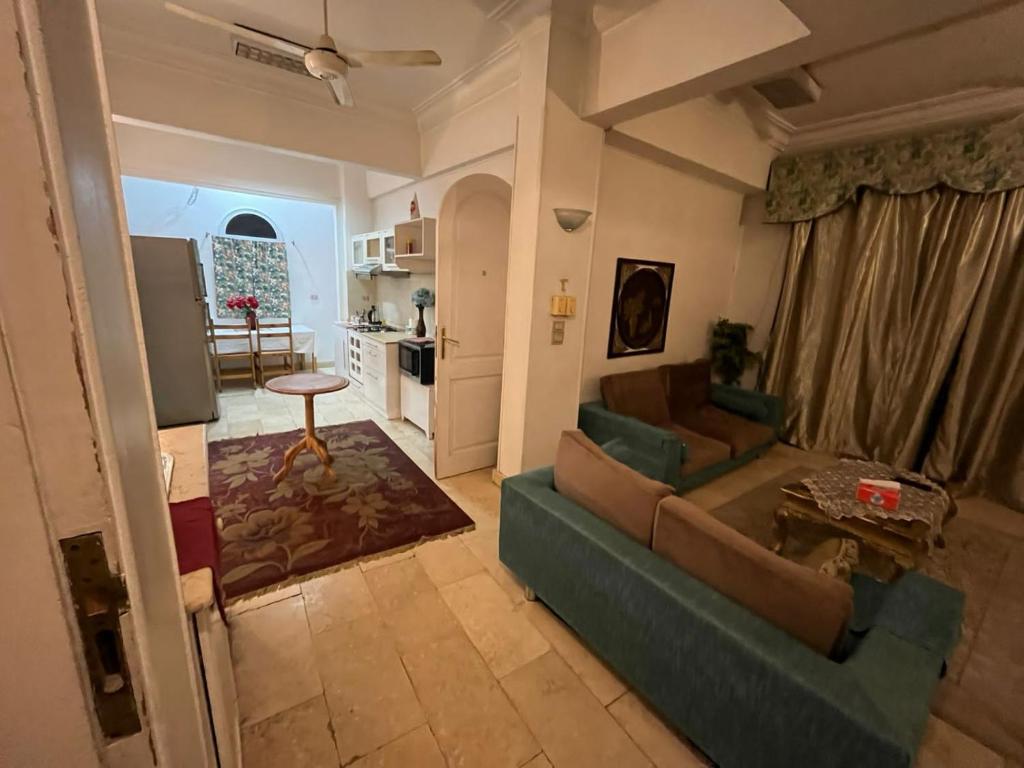 A seating area at East Luxor Apartments with Nile views