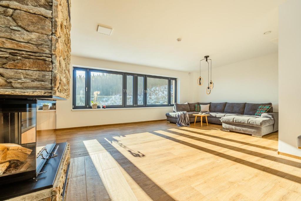 Posezení v ubytování Chalet na Fialce