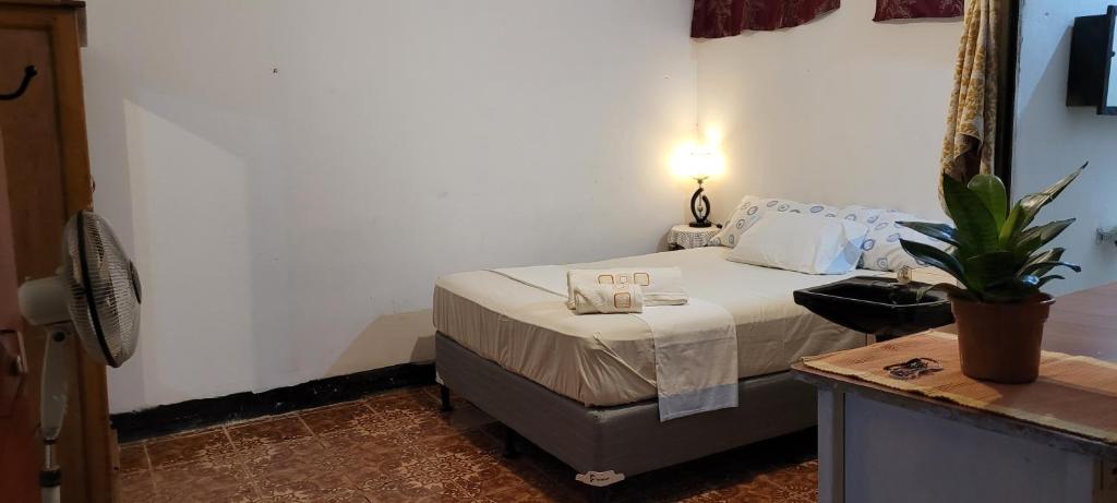 Un pat sau paturi într-o cameră la Hostal Somotepek