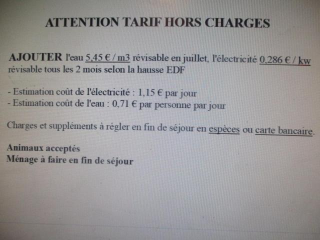 a page of a document with the words alterations tariff floorschanges at Appartement La petite Résie in La Résie-Saint-Martin