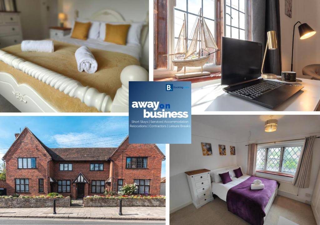 a collage of pictures of a bedroom and a house at St Martins Square Chichester in Chichester