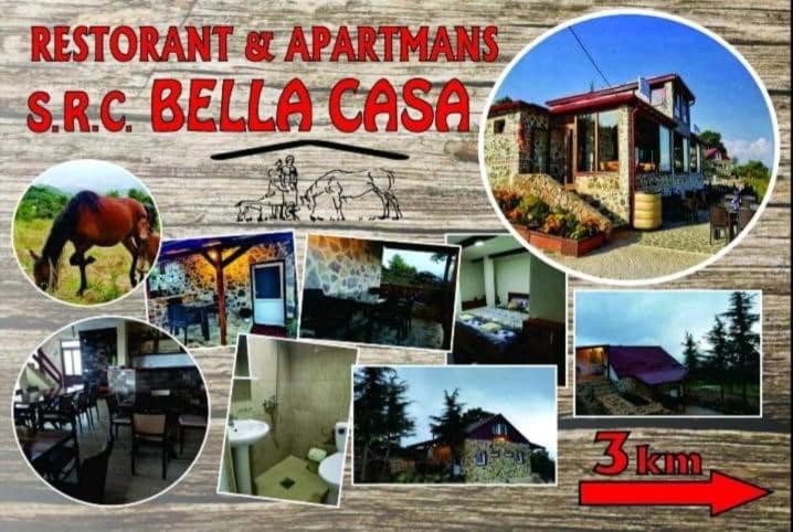 a collage of pictures of a house and a horse at S.R.C BELLA CASA in Crvena Voda