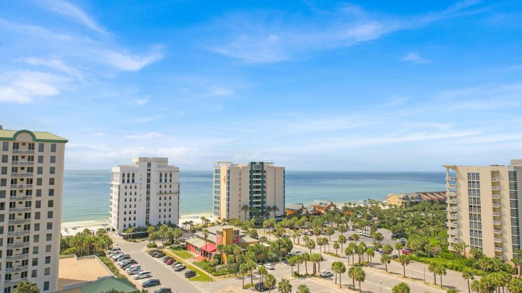 a view of a city with tall buildings and the ocean at St Lucia 1204 a Luxury Condo with Gulf Views in Destin