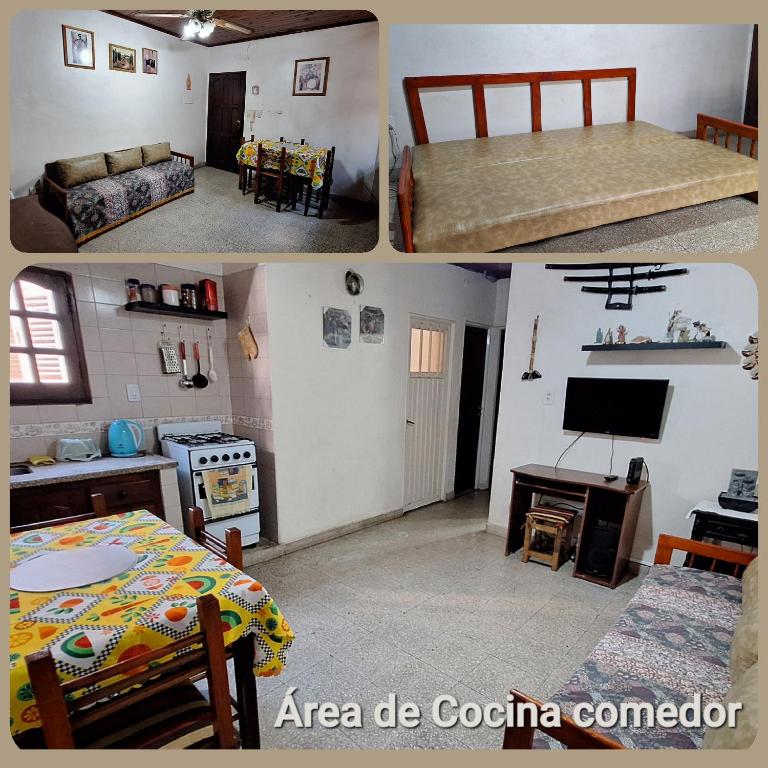 2 fotos de una sala de estar y una cocina en Dpto 2 dorm Céntrico en Corrientes