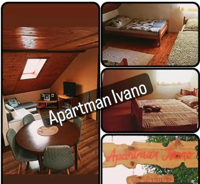 a collage of pictures of a living room and a bedroom at Apartman Ivano in Gospić