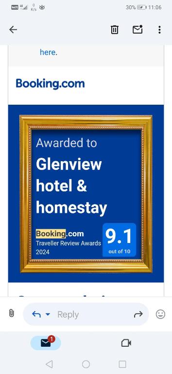 Certifikát, hodnocení, plakát nebo jiný dokument vystavený v ubytování Glenview hotel & homestay