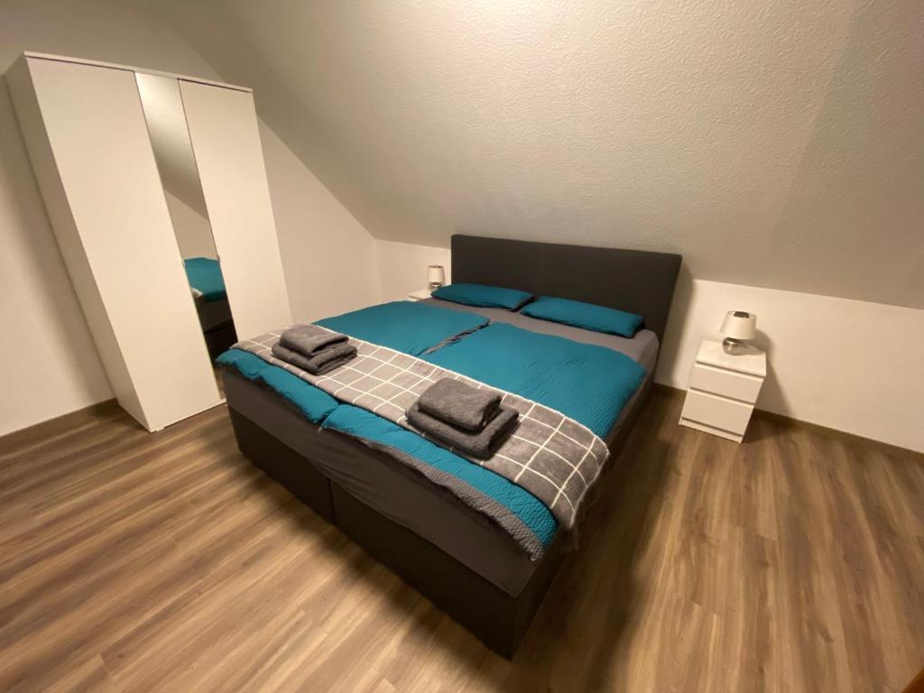 Postel nebo postele na pokoji v ubytování Appartement am Kaibach - Küche - Balkon - Bad