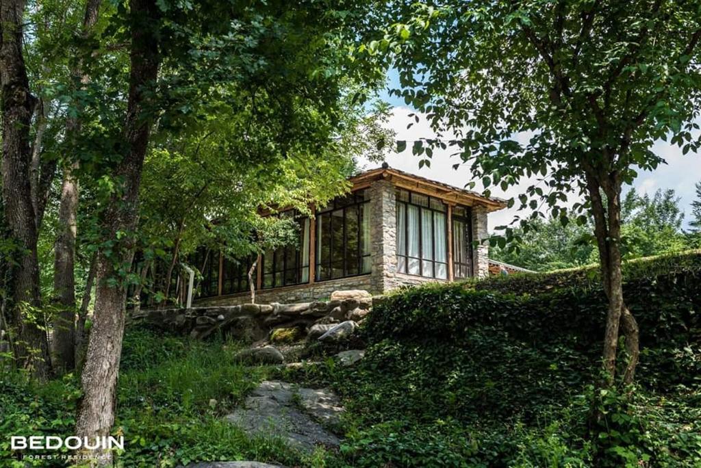 a house on a hill with trees in front of it at Bedouin Forest Residence in Valevtsi