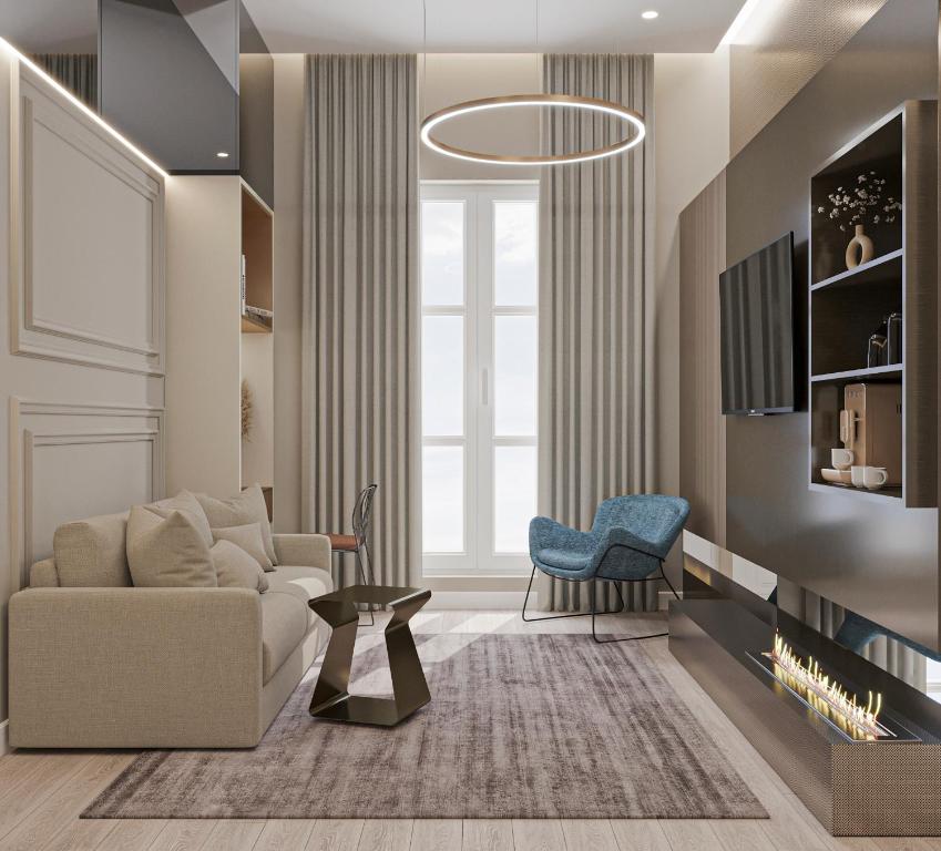 Posezení v ubytování Monamel Luxury Suites