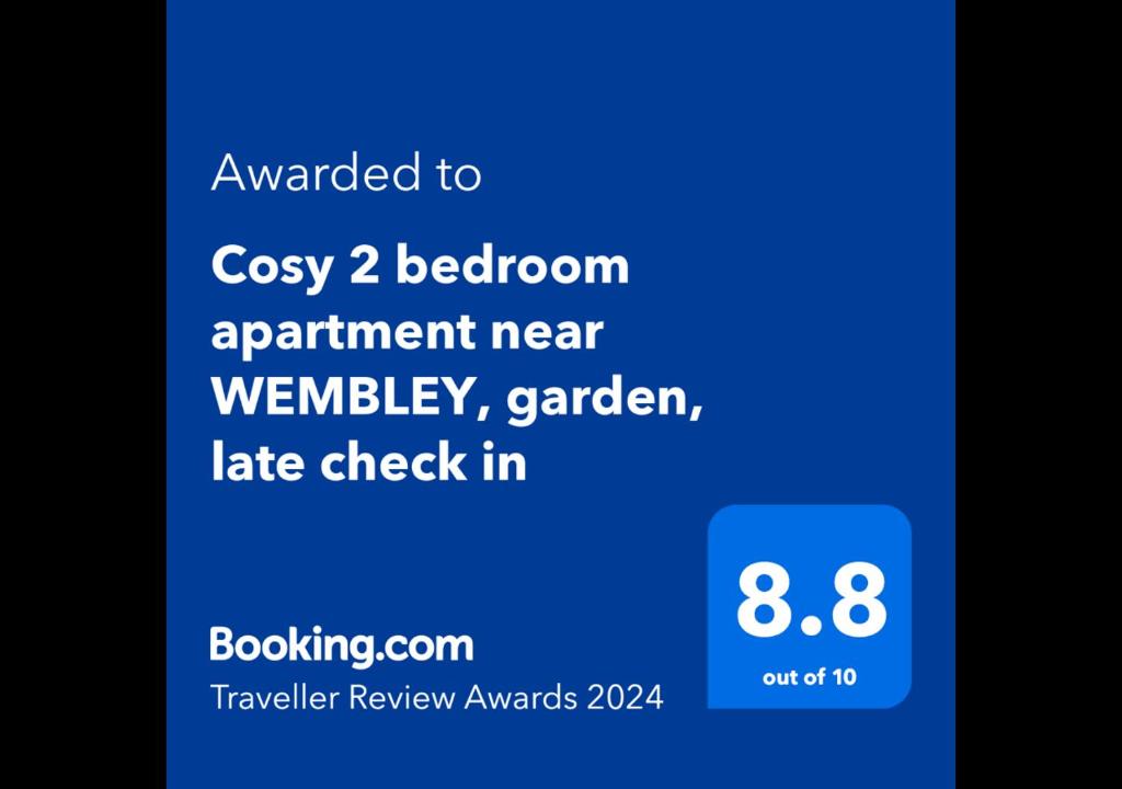 a screenshot of a cell phone with a gmaxwell appointment near a garden late check at Cosy 2 bedroom apartment near WEMBLEY, garden, late check in in London