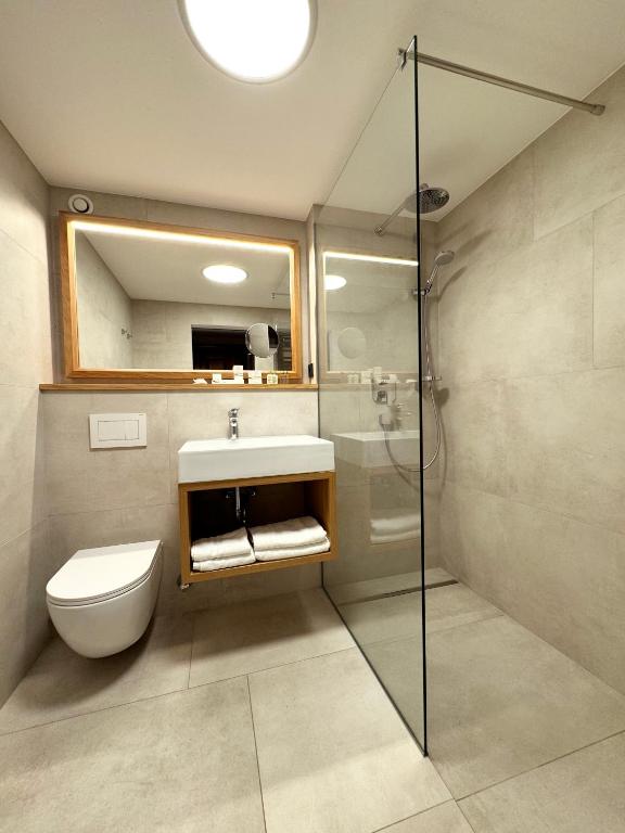 Koupelna v ubytování Hotel Hocheder